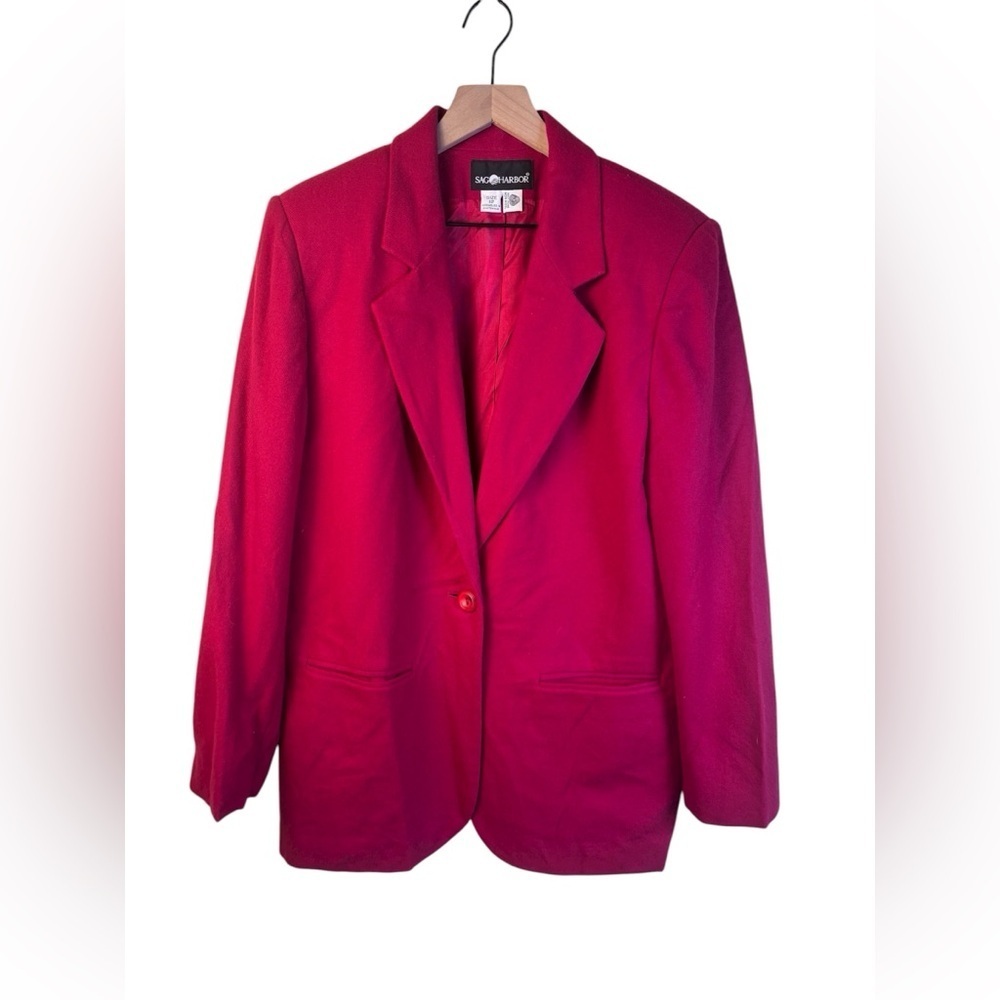 Vintage Sag Harbor Bold Scarlet Blazer Jacket 100% Wool Size 12